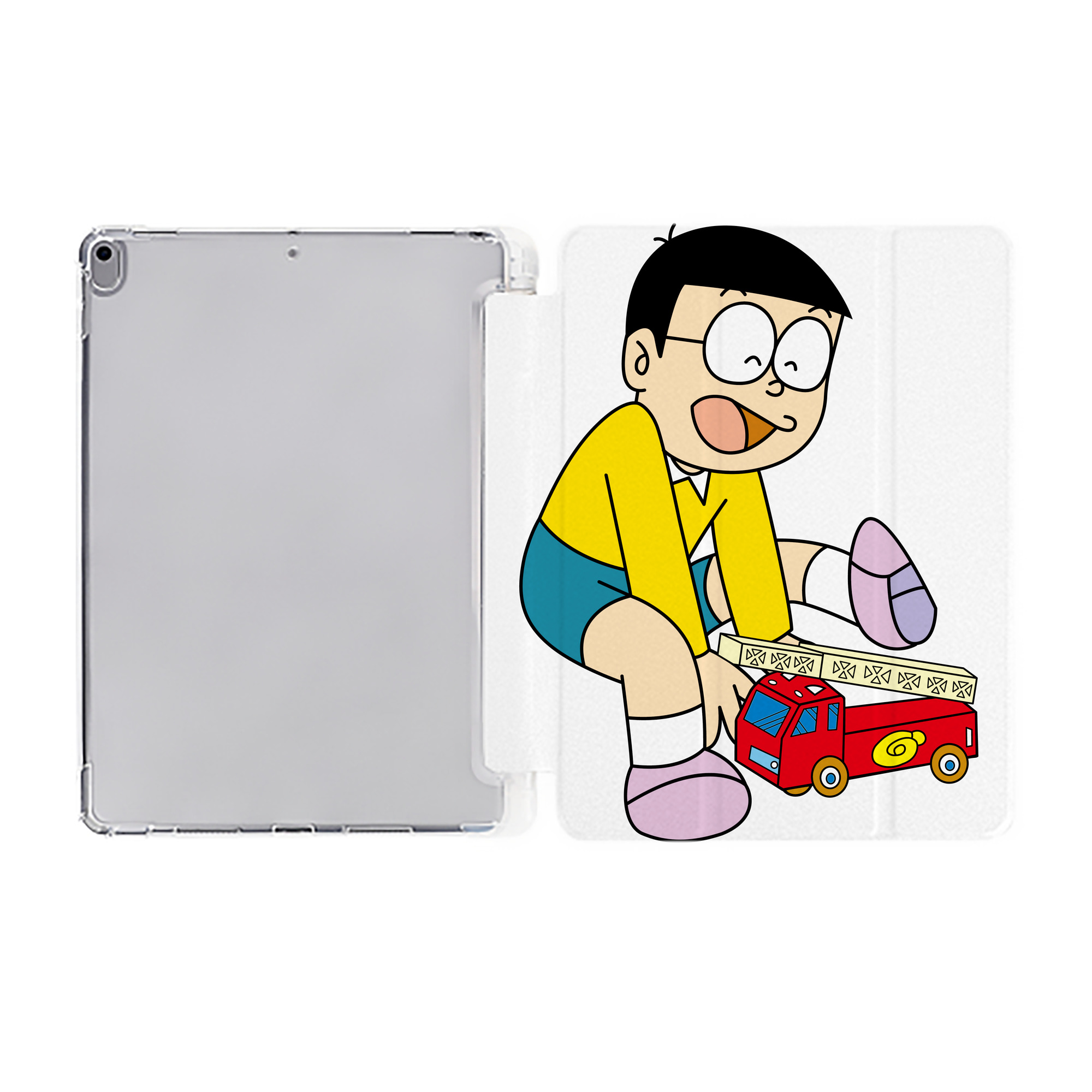 （画像用） ドラえもん 野比 のび太 Doraemon Nobita Nobi IPad ケース ペン収納付き 三つ折りスタンド PUレザー×シリコン 対応機種9.5/10.5/10.9インチ